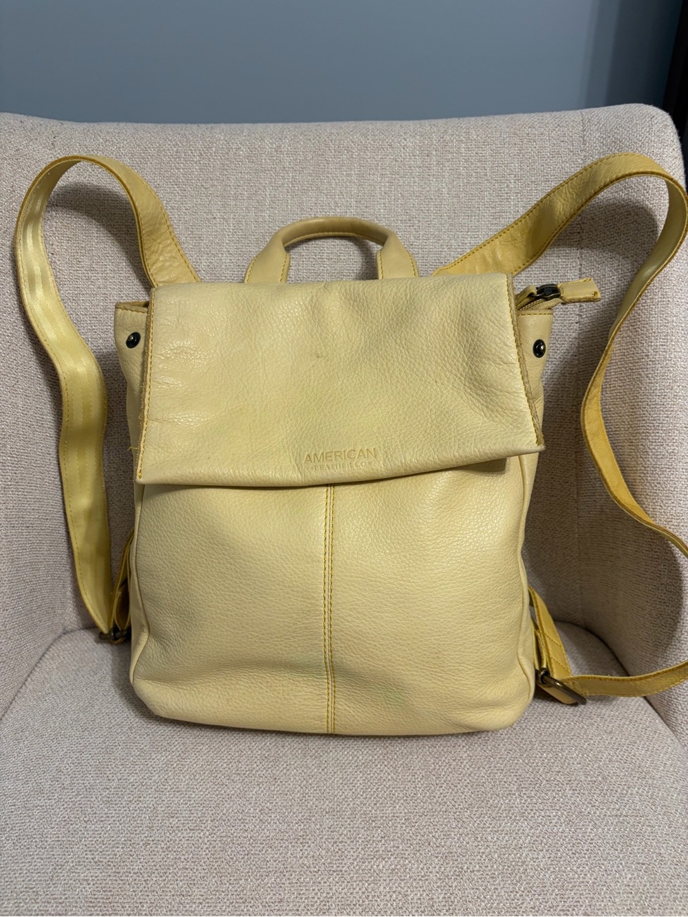 American Leather Yellow Leather Convertible Backpack